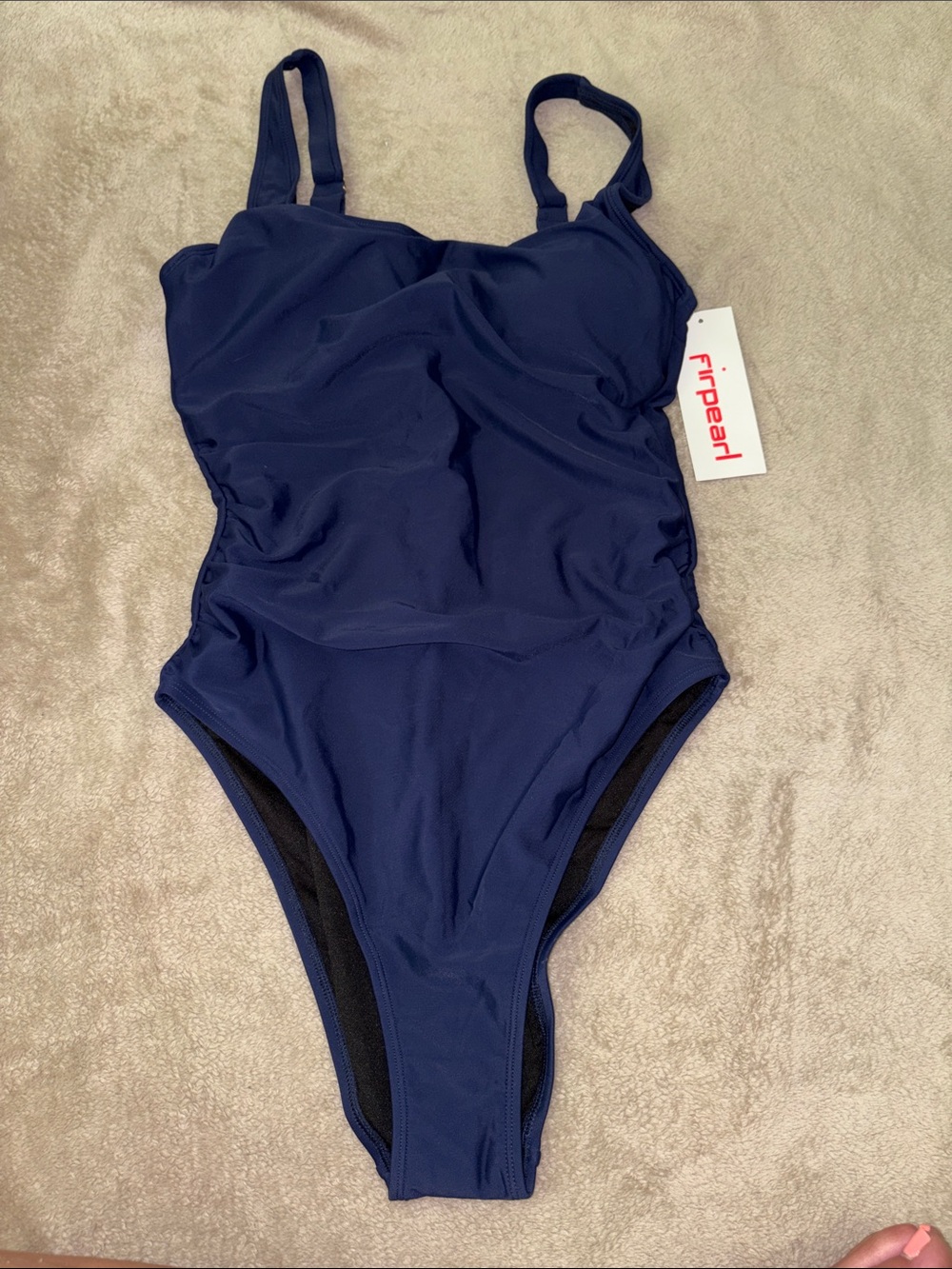 Navy Square-Neck Ruched One-Piece Swimsuit - Women Swim - Picture 2 of 6